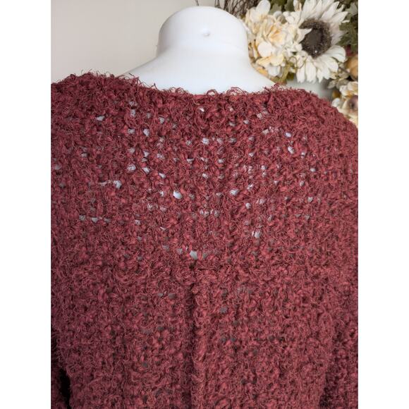 Free People Up The Ladder Sweater Medium Maroon Distressed Grunge Streetwear - Picture 10 of 12